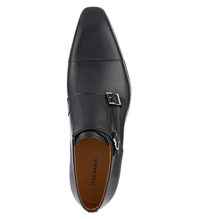 Shop Magnanni Double Monk Shoes In Black