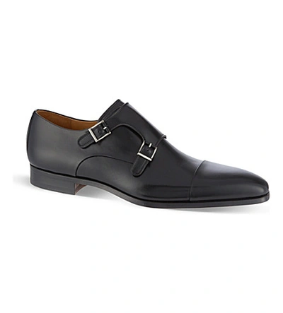 Shop Magnanni Double Monk Shoes In Black