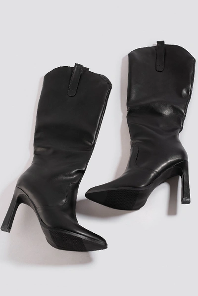 Shop Na-kd Calf High Cowboy Boots - Black