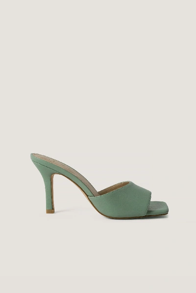 Shop Na-kd Squared Toe Stiletto Mules - Green In Dusty Green
