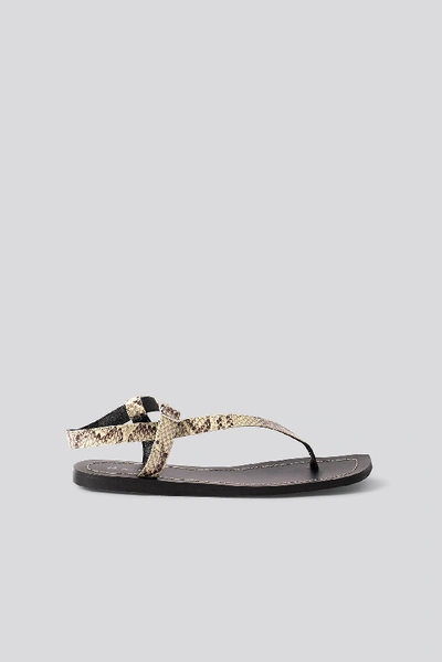Shop Na-kd Leather Toe Strap Flats Multicolor In Snake