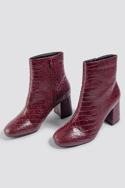 Shop Xle The Label Rebecca Croc Boot Red In Deep Wine