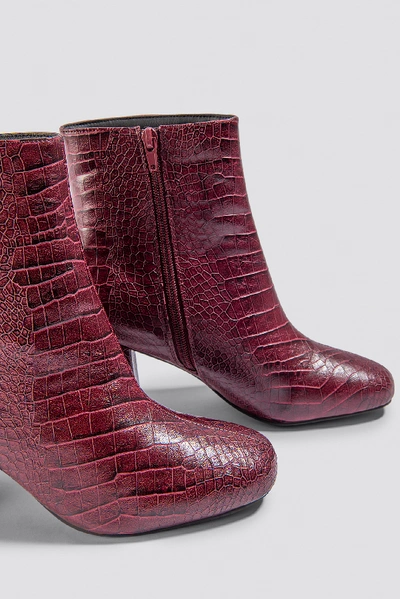 Shop Xle The Label Rebecca Croc Boot Red In Deep Wine