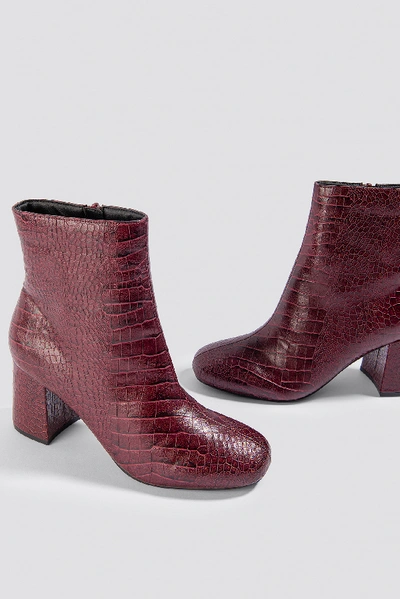 Shop Xle The Label Rebecca Croc Boot Red In Deep Wine