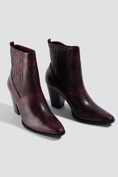 Shop Na-kd Cowboy Boots - Red In Red Snake