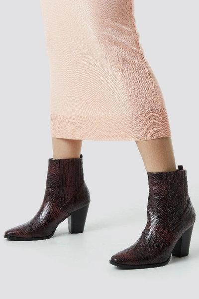 Shop Na-kd Cowboy Boots - Red In Red Snake
