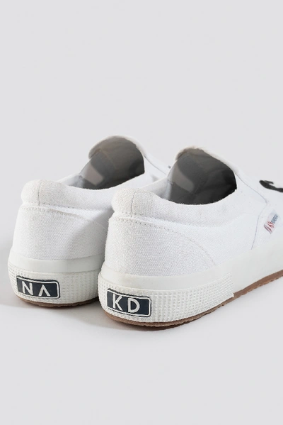 Shop Superga X Na-kd Branded Slip-on Sneaker - White In White/black