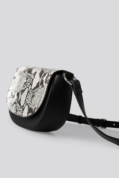 Shop Na-kd Halfmoon Saddle Bag Black In Black/white