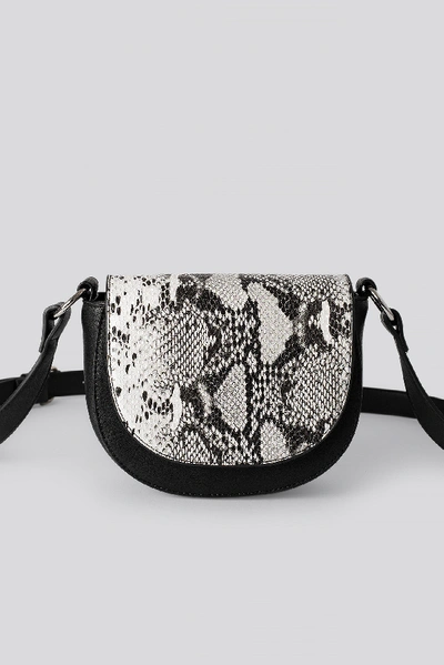 Shop Na-kd Halfmoon Saddle Bag Black In Black/white