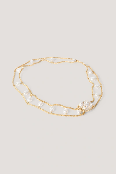 Shop Na-kd Pearl Detailed Braided Chain Belt Gold