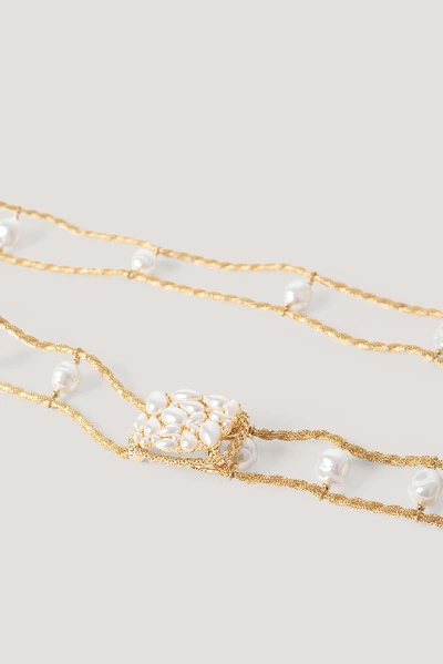 Shop Na-kd Pearl Detailed Braided Chain Belt Gold