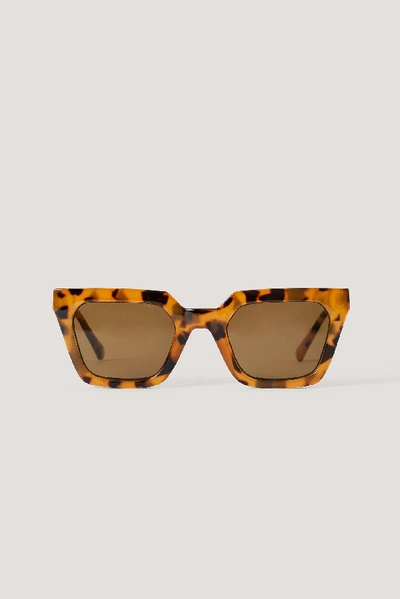 Shop Na-kd Sharp Edge Square Sunglasses - Brown In Nude Tortoise