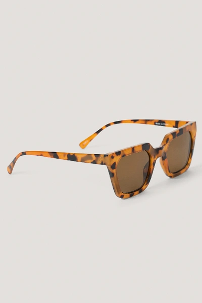 Shop Na-kd Sharp Edge Square Sunglasses - Brown In Nude Tortoise