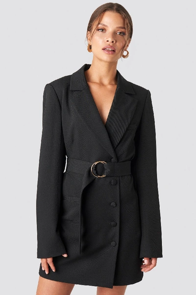 Shop Tina Maria X Na-kd Oversized O-belted Blazer Dress - Black