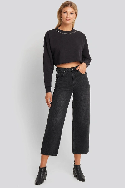 Shop Abrand A Cropped Oversized Sweater Black In Faded Black