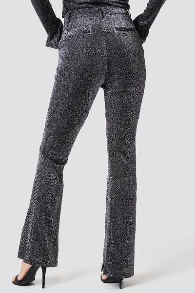 Shop Dilara X Na-kd Sparkly Flared Pants - Silver In Black