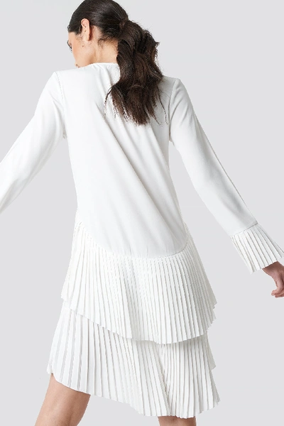 Shop Na-kd Pleat Detail Layered Mini Dress - White