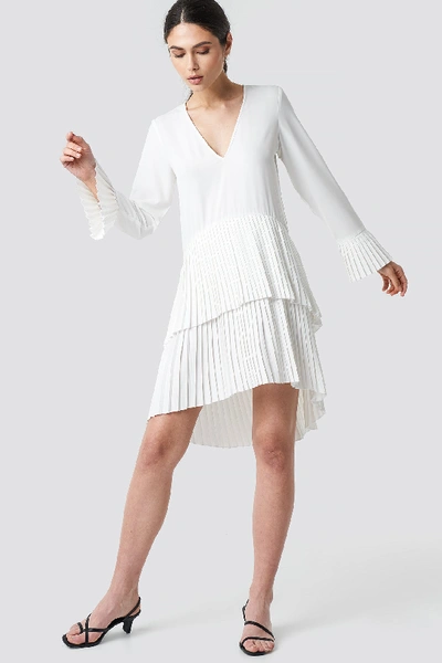 Shop Na-kd Pleat Detail Layered Mini Dress - White