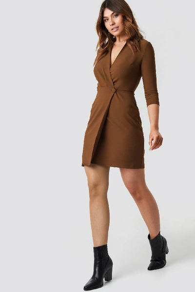 Shop Trendyol Milla Button Detailed Dress - Brown
