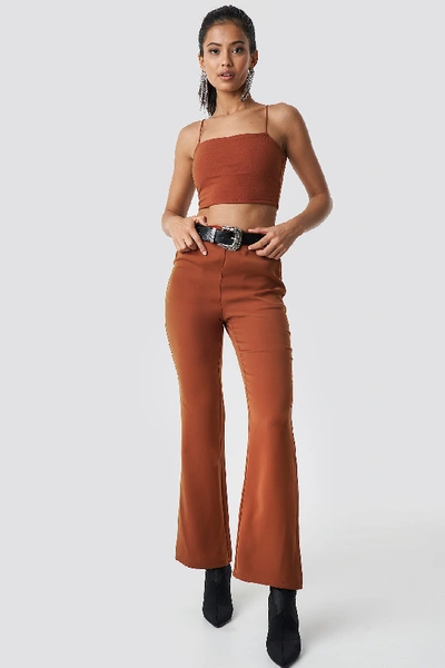 Shop Na-kd High Waist Bootcut Suit Pants - Orange In Rust