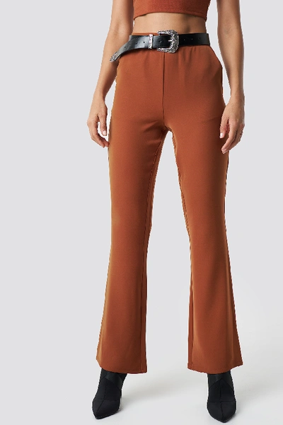 Shop Na-kd High Waist Bootcut Suit Pants - Orange In Rust