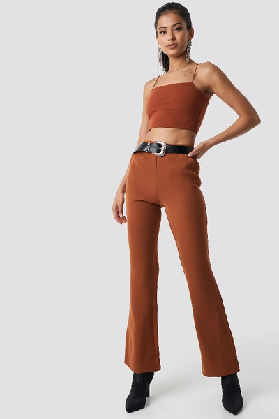 Shop Na-kd High Waist Bootcut Suit Pants - Orange In Rust