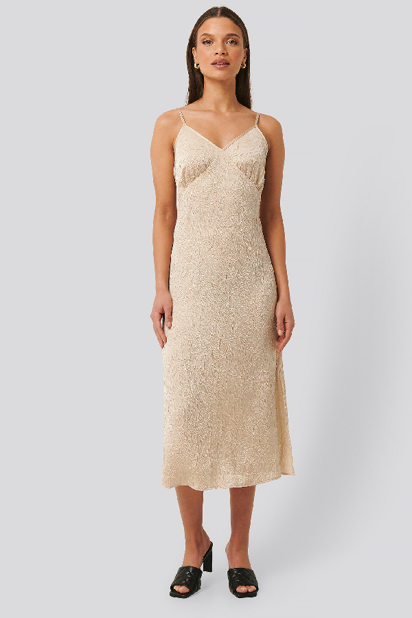 Nakd Satin Wrinkle Dress Beige ModeSens