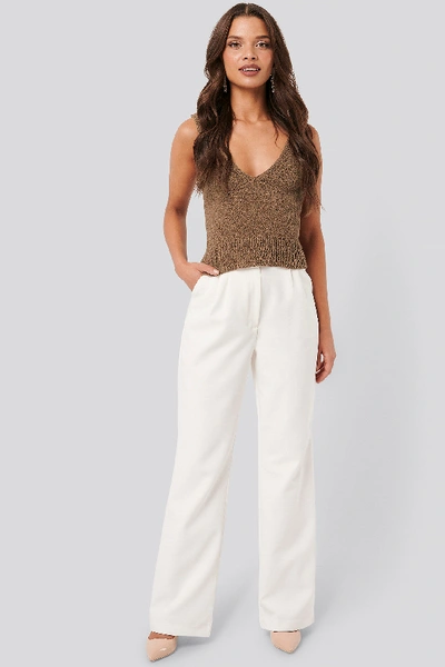Shop Tina Maria X Na-kd Cropped Knitted Singlet - Brown