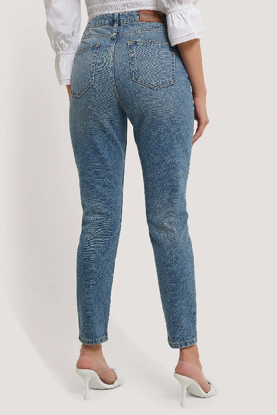 Shop Na-kd High Waist Slim Denim - Blue In Mid Blue