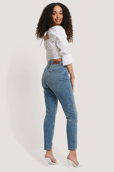 Shop Na-kd High Waist Slim Denim - Blue In Mid Blue