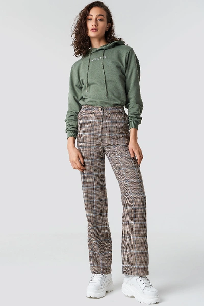 Shop Astrid Olsen X Na-kd Checked Suit Pants - Brown,beige