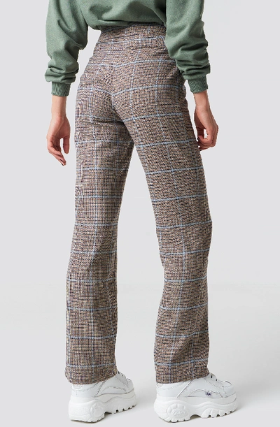 Shop Astrid Olsen X Na-kd Checked Suit Pants - Brown,beige