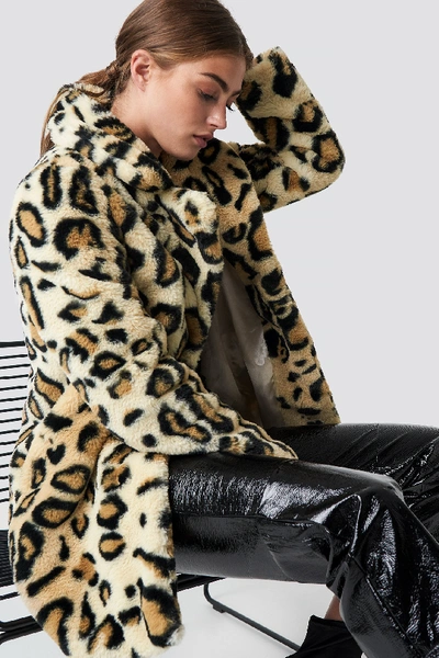 Shop Rut & Circle Nova Faux Fur Leo Jacket Beige In Leopard