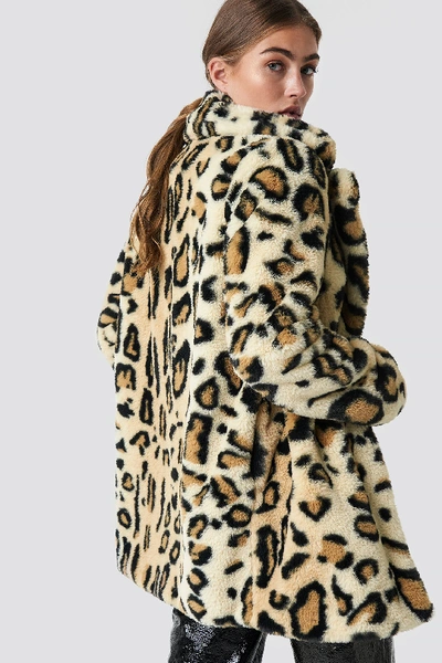 Shop Rut & Circle Nova Faux Fur Leo Jacket Beige In Leopard