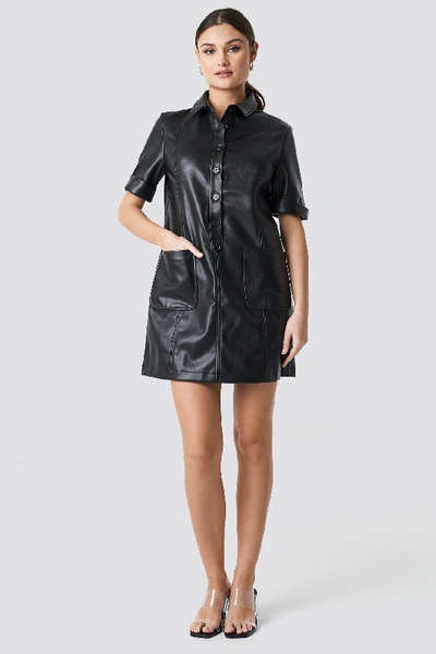 Shop Na-kd Pu Button Up Mini Dress - Black
