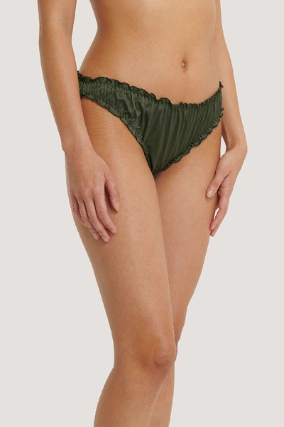 Shop Na-kd Floral Satin Panty Green In Thyme