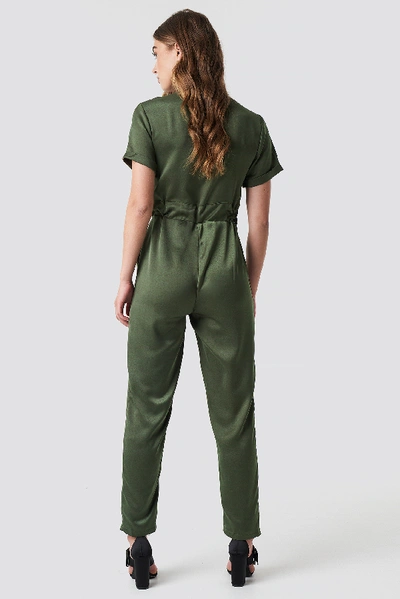 Shop Glamorous Shortsleeve Jumpsuit Green In Khaki