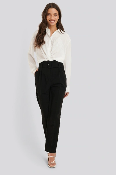 Shop Na-kd Classic Belted Straight Leg Suit Pants - Black