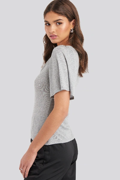 Shop Na-kd V-neck Slim Fit T-shirt - Grey