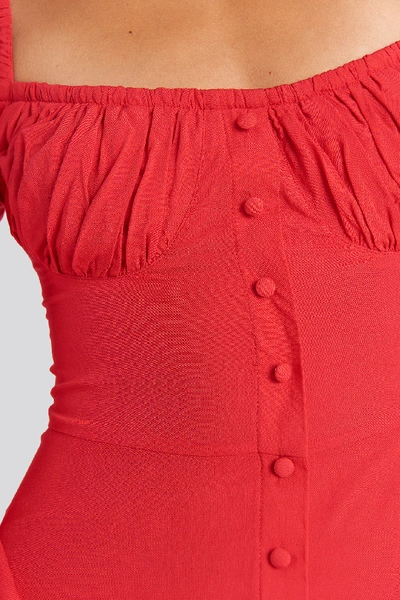Shop Chloé Ruffle Detail Button Dress Red