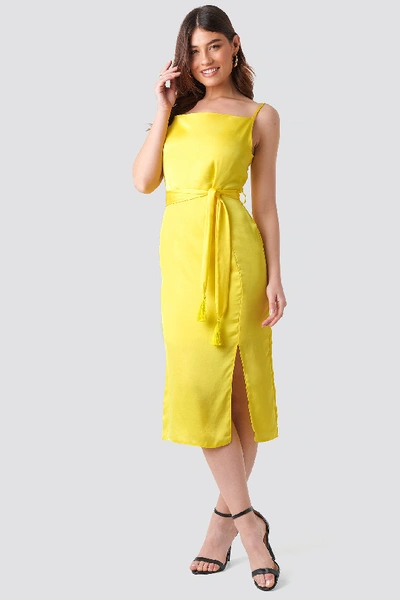 Shop Trendyol Shoulder Strap Midi Dress - Yellow