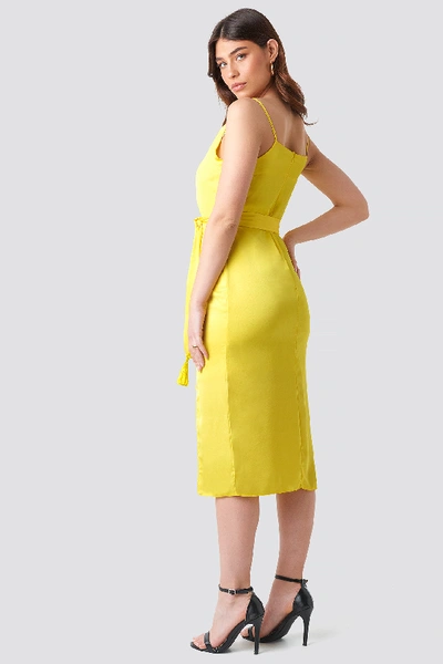 Shop Trendyol Shoulder Strap Midi Dress - Yellow