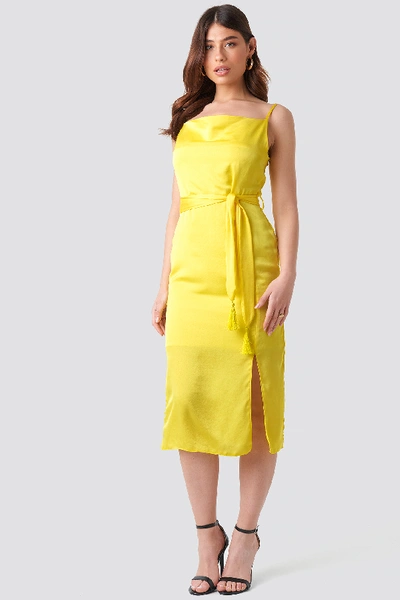 Shop Trendyol Shoulder Strap Midi Dress - Yellow