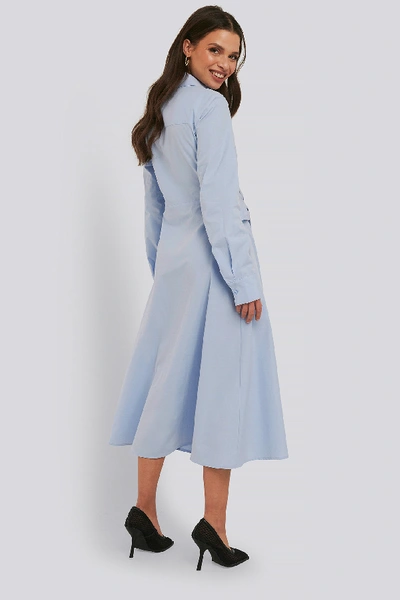 Shop Na-kd Tie Front Shirt Dress - Blue