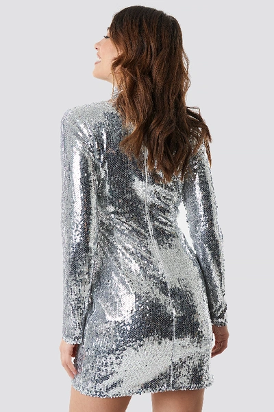 Shop Na-kd Cut Out Sequin Dress - Silver