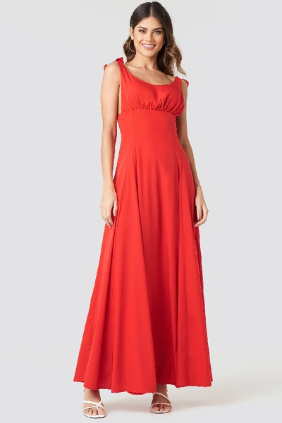 Shop Na-kd Tie Detail Open Back Maxi Dress - Red