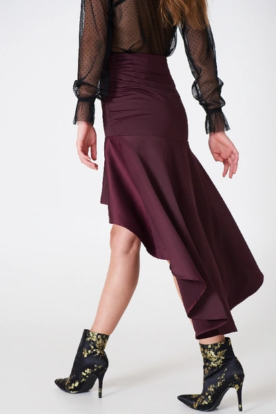 Shop Na-kd Asymmetric Frill Skirt In Purple