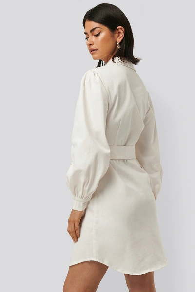 Shop Na-kd Balloon Sleeve Shirt Dress - White In Off White