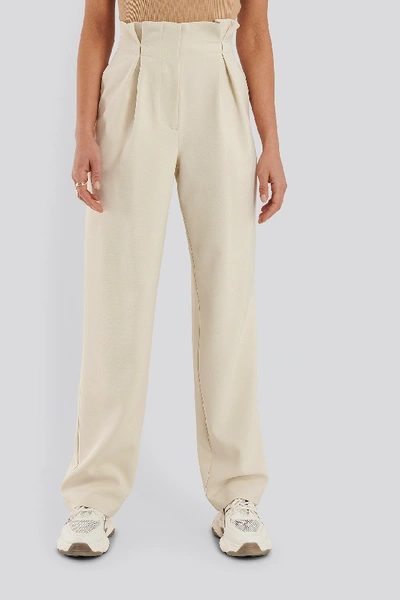 Shop Na-kd Classic Paperwaist Pants - Beige In Off White