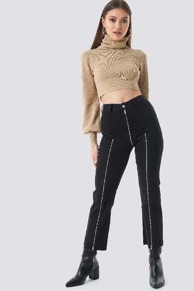 Shop Chloé Cropped Zipper Jeans Black